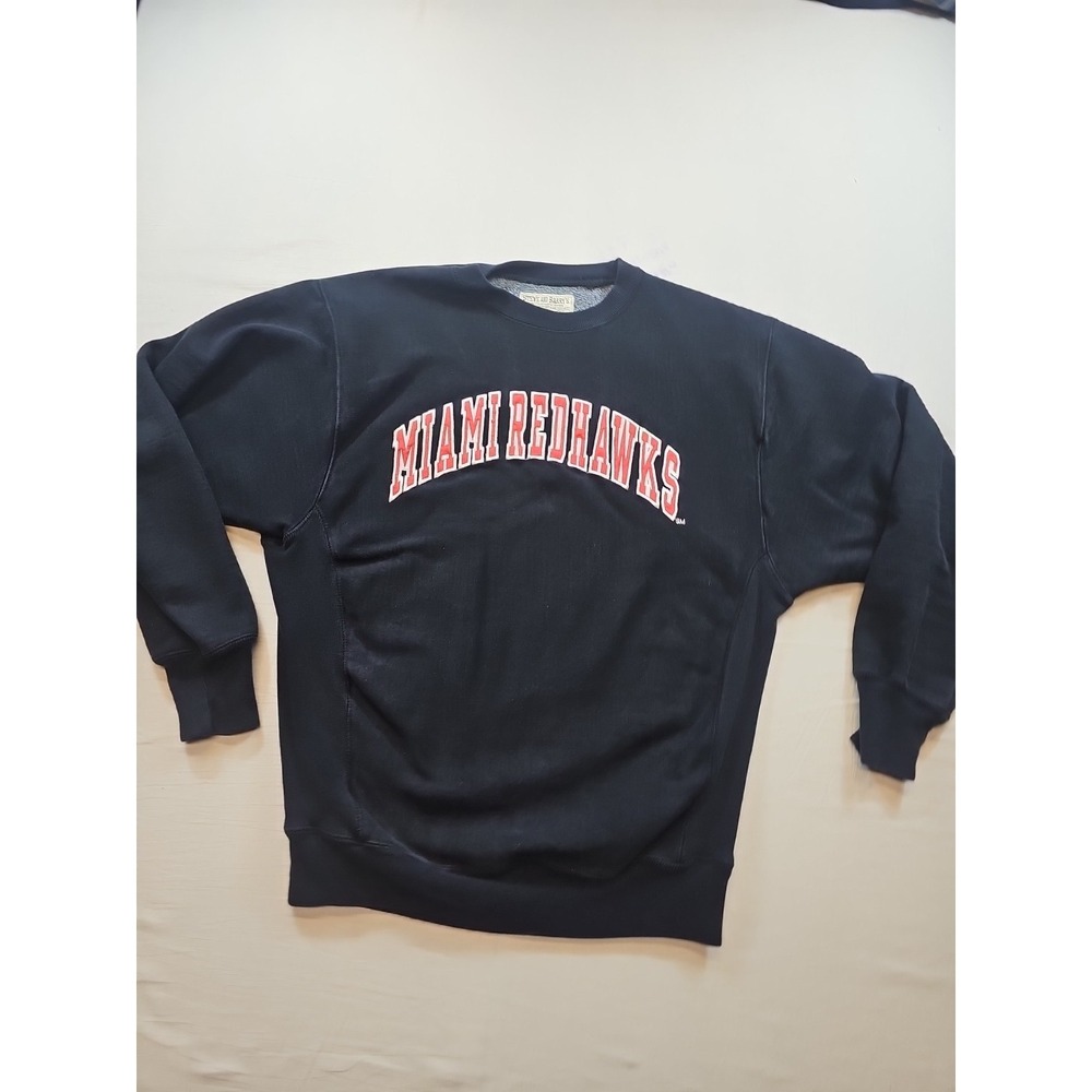 Vintage Steve & Barry's Men's "Medium" Miami RedHawks Crewneck Sweatshirt Black